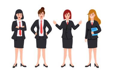 Smart women wearing uniform in cartoon character,businesswomen,working style