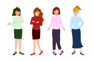 Beautiful ladies in cartoon character,different style,posing with colorful costume with happy feeling,on background