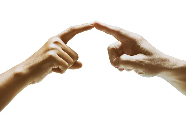 Mänskliga Fingrar Beröra Tillsammans Underteckna Och Symbol För Kärlek Paret — Stockfoto