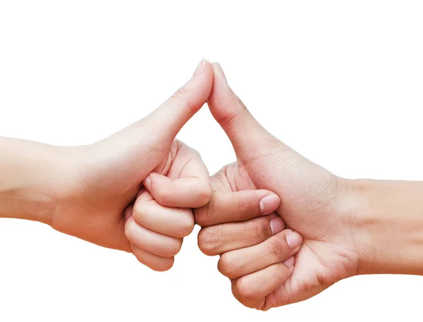 Mãos Humanas Mão Boa Mostram Thump Acima Para Sinal Acordo — Fotografia de Stock