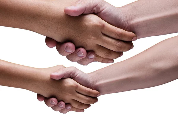 Menschliche Hand Berühren Zusammen Hände Checken Zeichen Und Symbol Für — Stockfoto