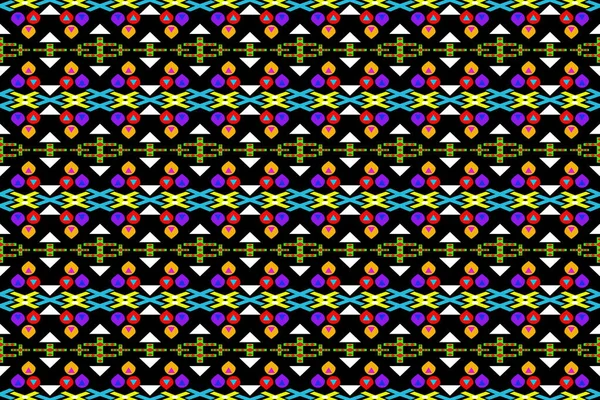 Πολύχρωμο Γεωμετρικό Σχήμα Σχηματίζουν Ένα Μοτίβο Μαύρο Φόντο Σχέδιο Τέχνης — Διανυσματικό Αρχείο