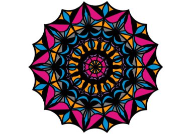 Renkli Mandala çizgisi sanatı, geometrik şekil güzel çizgiler. Moda sanat tasarımı..