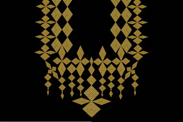 Altın kolye tasarımı, güzel etnik tasma deseni, lüks nakış tarzı.