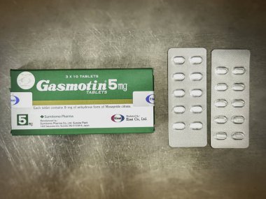 Hatya. 26 Nisan 2025 'te Songkhla. Tayland. Gazmotin tablet başına 5 mg. Mosapride kalesi.