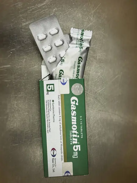 Hatya. 26 Nisan 2025 'te Songkhla. Tayland. Gazmotin tablet başına 5 mg. Mosapride kalesi.