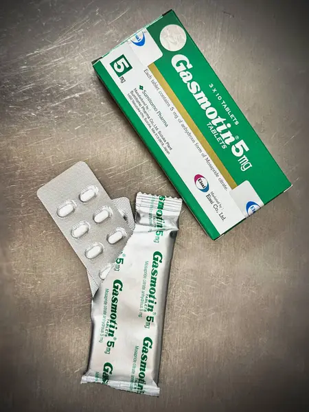 Hatya. 26 Nisan 2025 'te Songkhla. Tayland. Gazmotin tablet başına 5 mg. Mosapride kalesi.