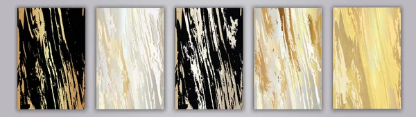 Goud Zwart Beige Marmeren Achtergrond Set Elegante Luxe Textuur Collectie — Stockvector
