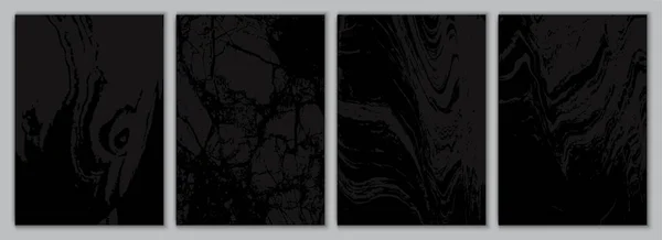 Ensemble Fond Marbre Noir Collection Texture Luxe Foncé — Image vectorielle