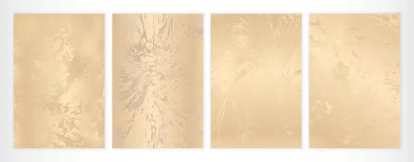 Licht Gouden Marmeren Achtergrond Set Textuur Voor Bruiloft Uitnodiging — Stockvector
