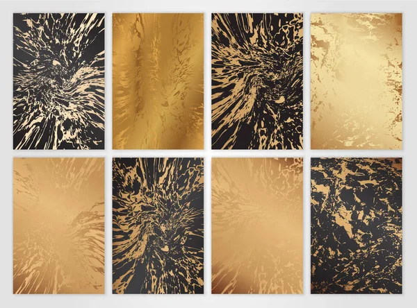 Złoty Czarny Marmur Tło Zestaw Luxury Tekstury Gradient — Wektor stockowy