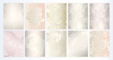 Zarif çiçek arkaplan seti. Düğün Davetiyeleri ve Kartlarıyla Açık Doku Koleksiyonu