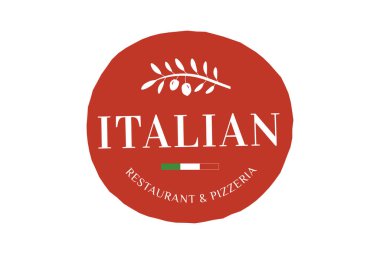 Italian Pizza Restaurant Round Red Logo Badge