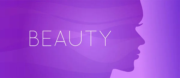用女人的脸描绘美丽的紫色背景 — 图库矢量图片