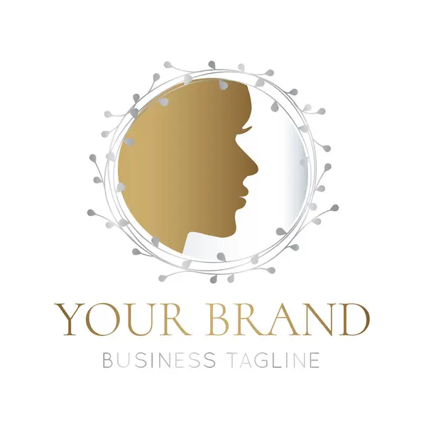 Açık Altın Gümüş Renkli Zarif Güzellik Logosu Tasarımı — Stok Vektör