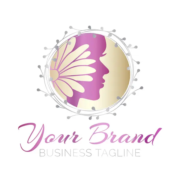 Design Logotipo Salão Beleza Floral — Vetor de Stock