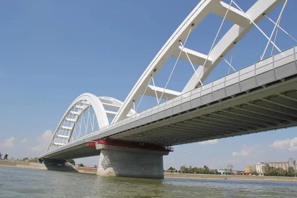 Brücke Novi Sad Zezelj Über Die Donau Der Vojvodina Serbien — Stockfoto