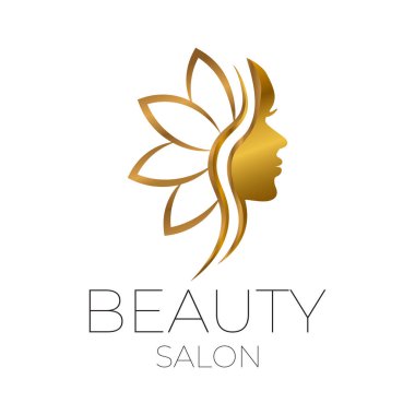 Premium Güzellik Salonu Logosu Beyaz Arkaplanda Altın Tasarımı