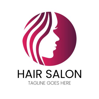 Pembe Güzellik veya Kadın Yüzlü Kuaför Logosu