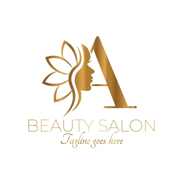 Gold Letter Initial Beauty Brand Logo Design — Stockvektor