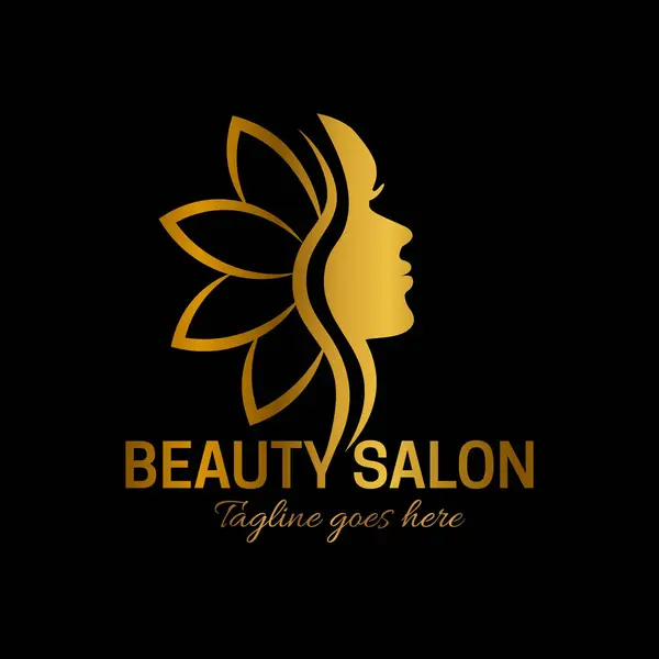 Gold Beauty Salon Logo Design Gold Auf Schwarzem Hintergrund — Stockvektor