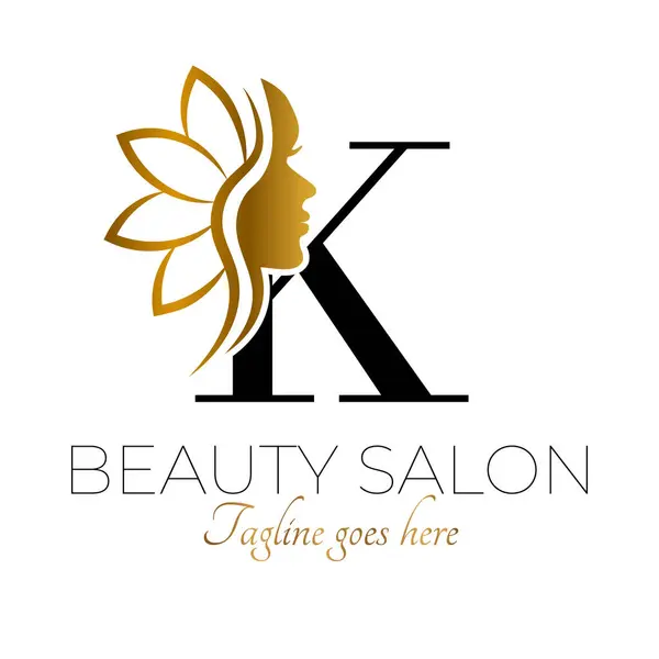 Letter Initial Beauty Brand Logo Design Černé Zlaté — Stockový vektor