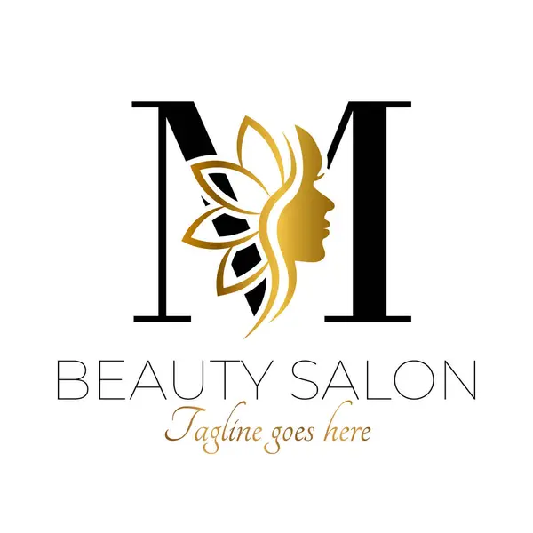 Разработка Логотипа Бренда Letter Initial Beauty Черно Золотом Цвете — стоковый вектор