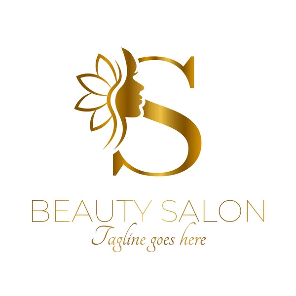 Gold Letter Initial Beauty Brand Design — Stockový vektor