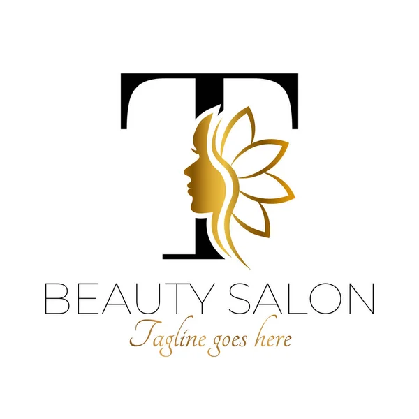 Дизайн Логотипа Бренда Letter Initial Beauty Черном Золотом Цвете — стоковый вектор