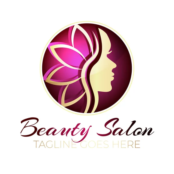 Salon Beauté Logo Design Sur Fond Rose Vif — Image vectorielle