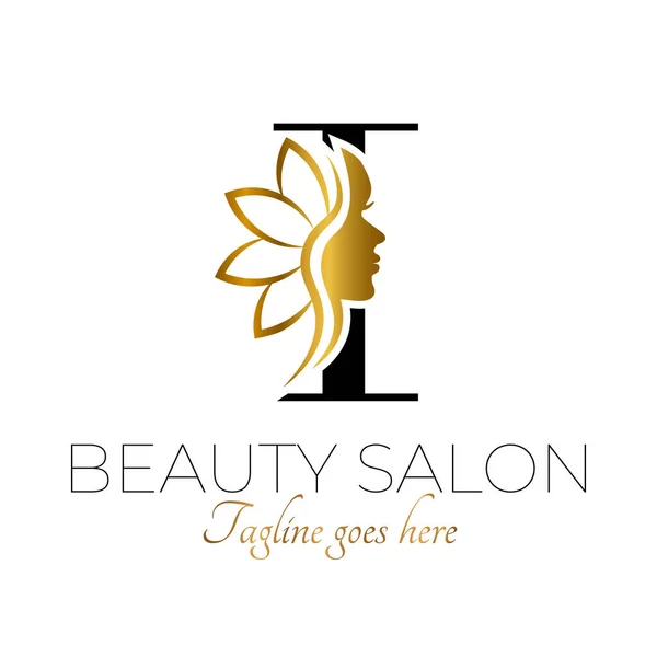 Letter Initial Beauty Brand Logo Design Černé Zlaté Royalty Free Stock Vektory