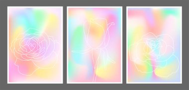 Rainboow Renk Gülleri Soyut Duvar Sanatı