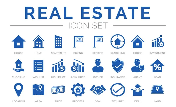 Real Estate Icon Set Home Dům Byt Nákup Pronájem Hledání Royalty Free Stock Ilustrace