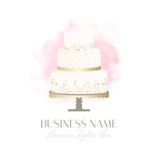 Элегантный Светлый Логотип Выпечки Торта Свадебном Стиле Лицензионные Стоковые Векторы