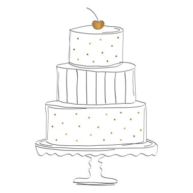 Cherry ve Polkadots ile El Çizimi Keki Çizimi Çizimi Biçimi