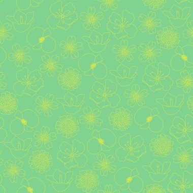 Yeşil Sarı Çiçek Deseni Arkaplanı