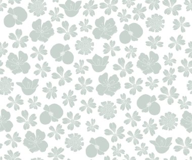 Beyaz Gri Çiçek Deseni Arkaplanı