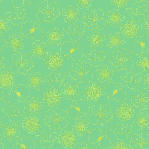 Yeşil Sarı Çiçek Deseni Arkaplanı