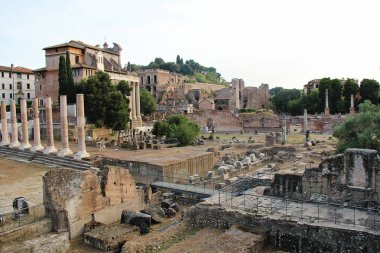 Roma, İtalya - 14 Eylül 2022: Roma Forumunun Antik Harabeleri, İtalya