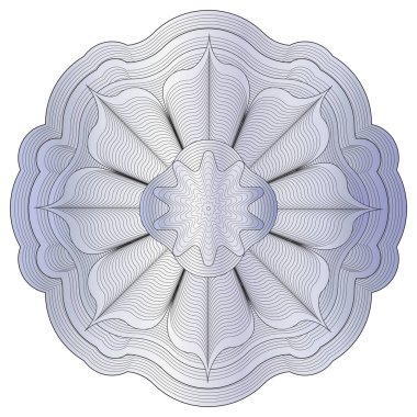 Mavi Zarif Geleneksel Guilloche Sertifikası Filigran Çiçek Rozeti