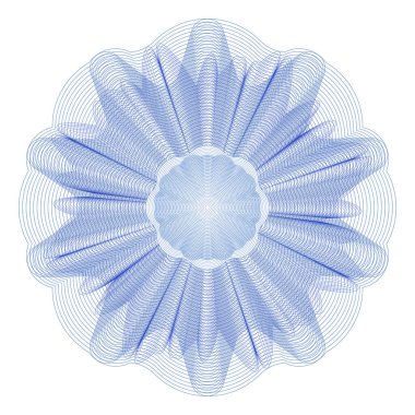 Mavi Yuvarlak Çiçek Çiçeği Guillohe Sertifikası Filigranı İzole Edildi 