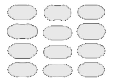 Gri Vintage Etiketi veya Jars veya Bottles için Amblem Set. İzole edilmiş Retro Kenarlık veya Çerçeve Elementleri