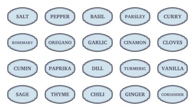 Klasik veya Geleneksel Baharat Mavisi Etiketi Amblem Koleksiyonu