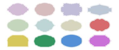 Zarif Pastel Vintage Etiketi veya Amblem Seti. İzole edilmiş Retro Kenarlık veya Çerçeve Elementleri