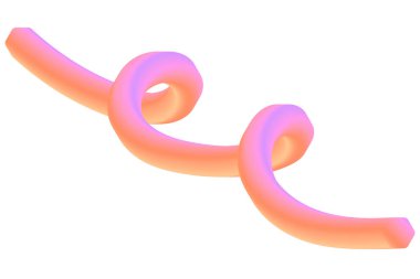 Turuncu Soyut 3D nesne. Beyaz Arkaplan Resimlerinde İzole Edilmiş Dalga