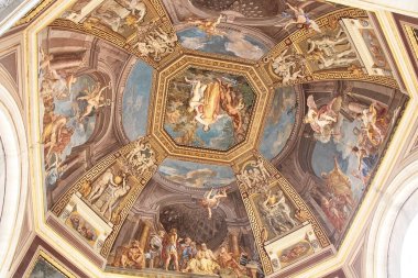 Vatican City, Vatican - September 15 2022: Hall of the Muses Ceiling Fresco Inside of the Vatican Museums, Rome, Italy clipart