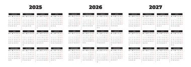 Zarif 2025 2026 ve 2027 Takvimi 