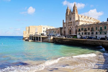 San Giljan, Malta - December 20 2022: St Julian Bay View in Malta. clipart