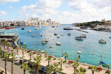 Sliema, Malta - 20 Aralık 2022: Sliema City 'den Malta Panoramik Peyzaj