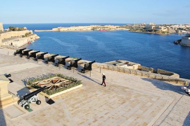 Valletta, Malta - 19 Aralık 2022: Valletta Tahkimatlarından Panoramik Görünüm, Malta